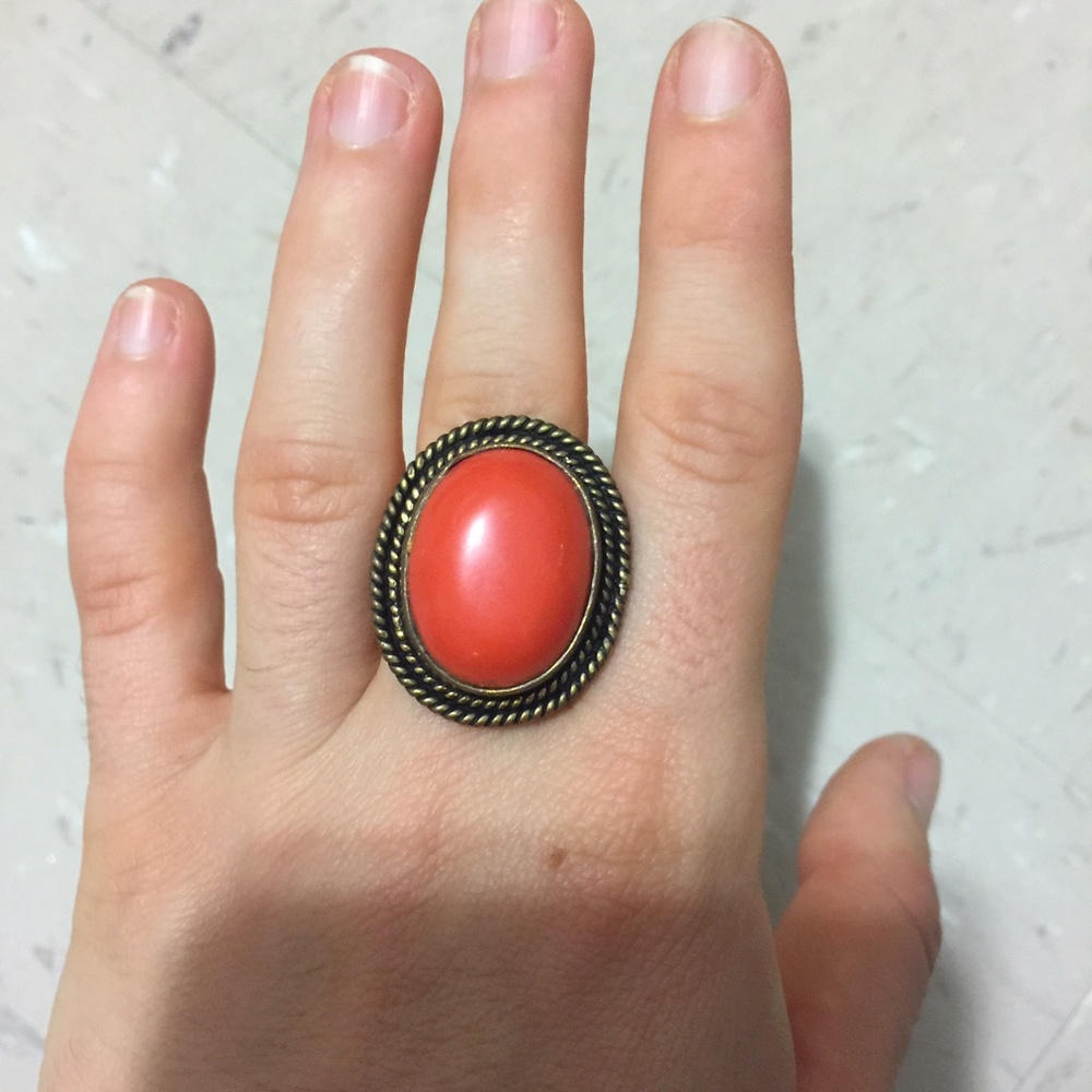 Mango orange faux stone boho ring bohemian festiva